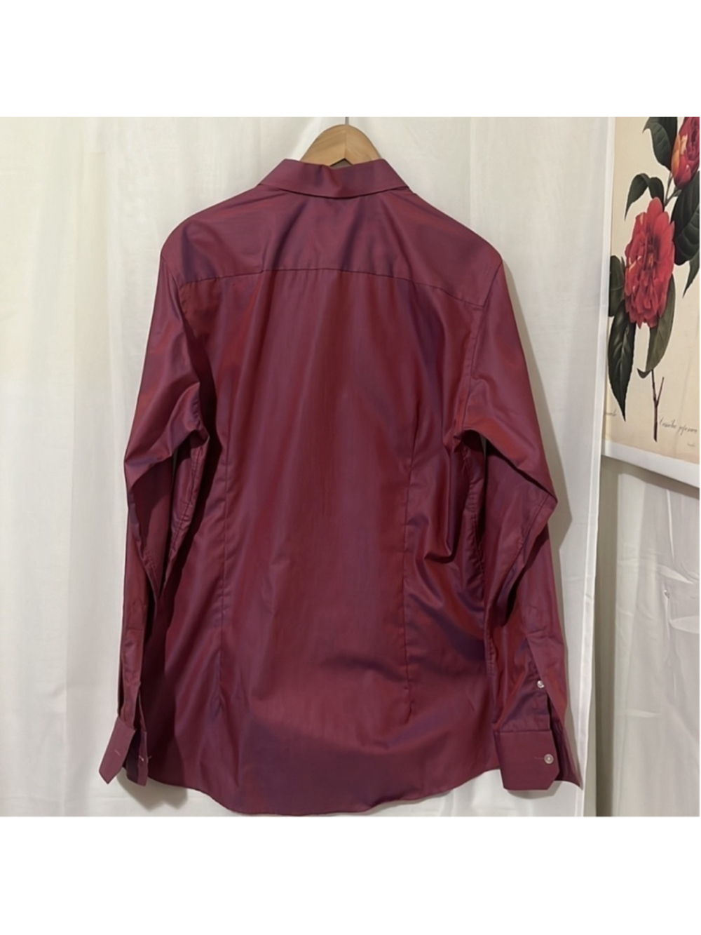 Eden 100% Cotton Red Metallic Button Down Shirt - Picture 4 of 4
